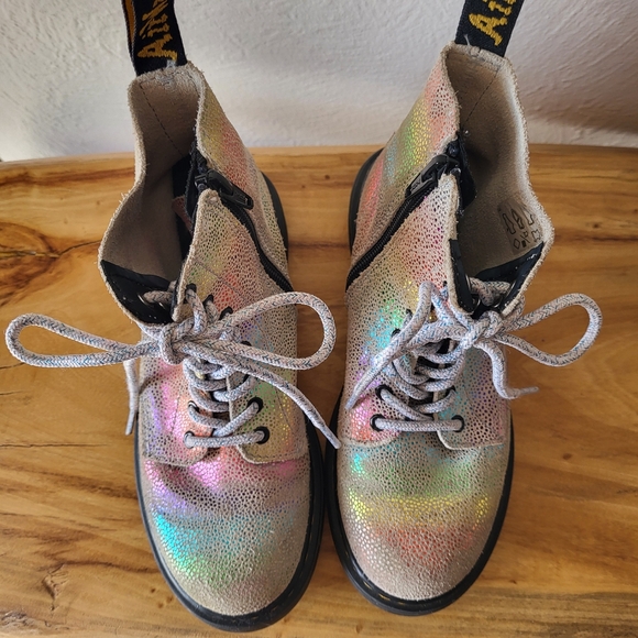 Dr. Martens 1460 Pascal Iridescent Rainbow Boots, Size 2 Youth - Picture 4 of 8